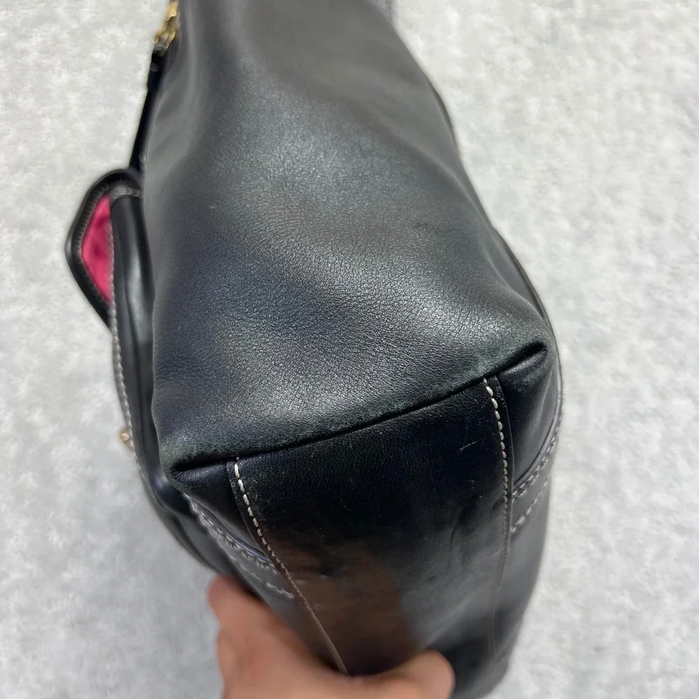Y2k Coach Gigi Tote Bag Black Leather Brass Hardware Turnlock Top Handle